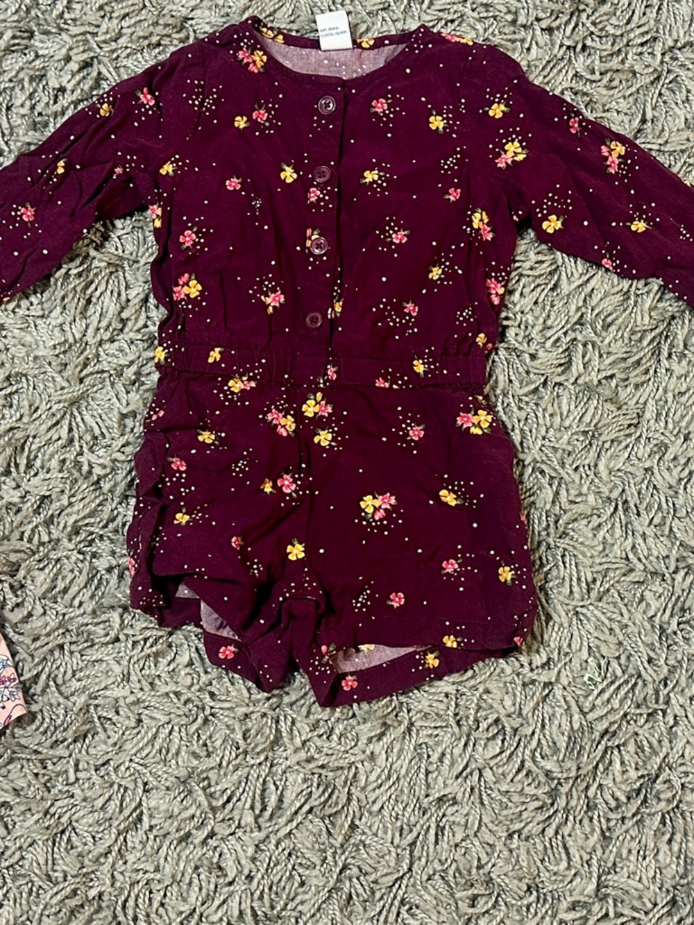 Old Navy Burgundy Floral Button-Front Romper